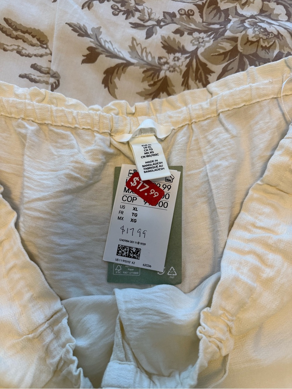 H&M Straight Drawstring Pants Cream - Picture 4 of 4